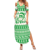 Green Mele Kalikimaka Hawaii Summer Maxi Dress Funny Ho Ho Ho Santa Shaka LT14 Women Green - Polynesian Pride