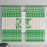 Green Mele Kalikimaka Hawaii Window Curtain Funny Ho Ho Ho Santa Shaka - Polynesian Pride