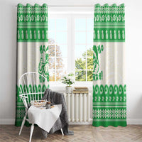 Green Mele Kalikimaka Hawaii Window Curtain Funny Ho Ho Ho Santa Shaka - Polynesian Pride