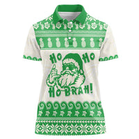 Green Mele Kalikimaka Hawaii Women Polo Shirt Funny Ho Ho Ho Santa Shaka - Polynesian Pride