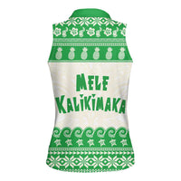 Green Mele Kalikimaka Hawaii Women Sleeveless Polo Shirt Funny Ho Ho Ho Santa Shaka - Polynesian Pride