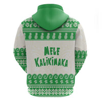 Green Mele Kalikimaka Hawaii Zip Hoodie Funny Ho Ho Ho Santa Shaka - Polynesian Pride