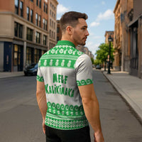 Green Mele Kalikimaka Hawaii Zipper Polo Shirt Funny Ho Ho Ho Santa Shaka LT14 - Polynesian Pride