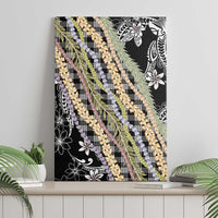 Black Palaka Hawaii Leis Canvas Wall Art Hawaiian-plaid Elegant Tropical Vibes - Polynesian Pride