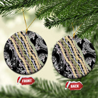 Black Palaka Hawaii Leis Ceramic Ornament Hawaiian-plaid Elegant Tropical Vibes - Polynesian Pride