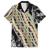 Black Palaka Hawaii Leis Family Matching Long Sleeve Bodycon Dress and Hawaiian Shirt Hawaiian-plaid Elegant Tropical Vibes - Polynesian Pride