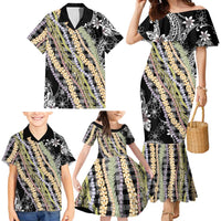 Black Palaka Hawaii Leis Family Matching Mermaid Dress and Hawaiian Shirt Hawaiian-plaid Elegant Tropical Vibes LT14 - Polynesian Pride
