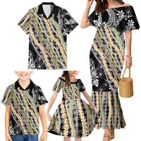 Black Palaka Hawaii Leis Family Matching Mermaid Dress and Hawaiian Shirt Hawaiian-plaid Elegant Tropical Vibes - Polynesian Pride