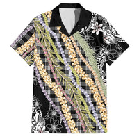 Black Palaka Hawaii Leis Family Matching Off Shoulder Maxi Dress and Hawaiian Shirt Hawaiian-plaid Elegant Tropical Vibes - Polynesian Pride