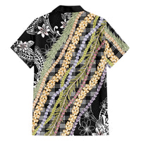 Black Palaka Hawaii Leis Family Matching Off Shoulder Maxi Dress and Hawaiian Shirt Hawaiian-plaid Elegant Tropical Vibes - Polynesian Pride
