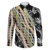 Black Palaka Hawaii Leis Family Matching Off Shoulder Maxi Dress and Hawaiian Shirt Hawaiian-plaid Elegant Tropical Vibes - Polynesian Pride