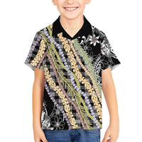 Black Palaka Hawaii Leis Family Matching Off Shoulder Maxi Dress and Hawaiian Shirt Hawaiian-plaid Elegant Tropical Vibes - Polynesian Pride