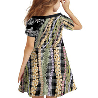 Black Palaka Hawaii Leis Family Matching Puletasi and Hawaiian Shirt Hawaiian-plaid Elegant Tropical Vibes - Polynesian Pride