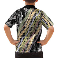 Black Palaka Hawaii Leis Family Matching Short Sleeve Bodycon Dress and Hawaiian Shirt Hawaiian-plaid Elegant Tropical Vibes - Polynesian Pride