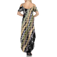 Black Palaka Hawaii Leis Family Matching Summer Maxi Dress and Hawaiian Shirt Hawaiian-plaid Elegant Tropical Vibes - Polynesian Pride