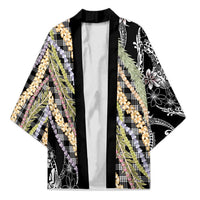 Black Palaka Hawaii Leis Kimono Hawaiian-plaid Elegant Tropical Vibes - Polynesian Pride