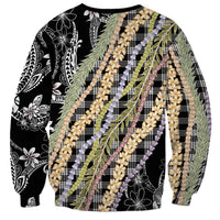Black Palaka Hawaii Leis Sweatshirt Hawaiian-plaid Elegant Tropical Vibes - Polynesian Pride