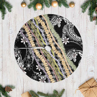 Black Palaka Hawaii Leis Tree Skirt Hawaiian-plaid Elegant Tropical Vibes - Polynesian Pride