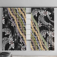 Black Palaka Hawaii Leis Window Curtain Hawaiian-plaid Elegant Tropical Vibes LT14 With Hooks Black - Polynesian Pride