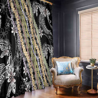 Black Palaka Hawaii Leis Window Curtain Hawaiian-plaid Elegant Tropical Vibes LT14 - Polynesian Pride