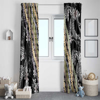 Black Palaka Hawaii Leis Window Curtain Hawaiian-plaid Elegant Tropical Vibes LT14 - Polynesian Pride