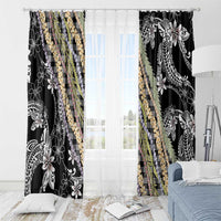 Black Palaka Hawaii Leis Window Curtain Hawaiian-plaid Elegant Tropical Vibes LT14 - Polynesian Pride