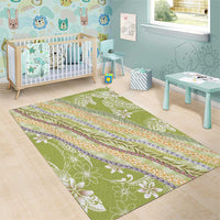 Green Palaka Hawaii Leis Area Rug Hawaiian-plaid Elegant Tropical Vibes - Polynesian Pride