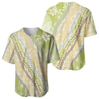 Green Palaka Hawaii Leis Baseball Jersey Hawaiian-plaid Elegant Tropical Vibes - Polynesian Pride