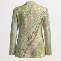 Green Palaka Hawaii Leis Blazer Hawaiian-plaid Elegant Tropical Vibes - Polynesian Pride