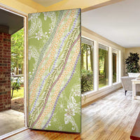 Green Palaka Hawaii Leis Door Cover Hawaiian-plaid Elegant Tropical Vibes - Polynesian Pride