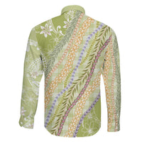 Green Palaka Hawaii Leis Family Matching Long Sleeve Bodycon Dress and Hawaiian Shirt Hawaiian-plaid Elegant Tropical Vibes LT14 - Polynesian Pride