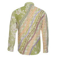 Green Palaka Hawaii Leis Family Matching Long Sleeve Bodycon Dress and Hawaiian Shirt Hawaiian-plaid Elegant Tropical Vibes - Polynesian Pride