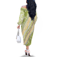 Green Palaka Hawaii Leis Family Matching Off The Shoulder Long Sleeve Dress and Hawaiian Shirt Hawaiian-plaid Elegant Tropical Vibes LT14 - Polynesian Pride