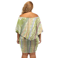 Green Palaka Hawaii Leis Family Matching Off Shoulder Short Dress and Hawaiian Shirt Hawaiian-plaid Elegant Tropical Vibes LT14 - Polynesian Pride
