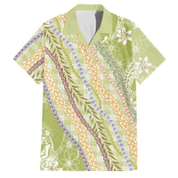 Green Palaka Hawaii Leis Family Matching Short Sleeve Bodycon Dress and Hawaiian Shirt Hawaiian-plaid Elegant Tropical Vibes LT14 Dad's Shirt - Short Sleeve Green - Polynesian Pride