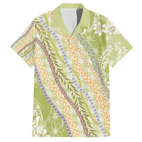 Green Palaka Hawaii Leis Family Matching Tank Maxi Dress and Hawaiian Shirt Hawaiian-plaid Elegant Tropical Vibes LT14 Dad's Shirt - Short Sleeve Green - Polynesian Pride