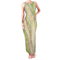 Green Palaka Hawaii Leis Family Matching Tank Maxi Dress and Hawaiian Shirt Hawaiian-plaid Elegant Tropical Vibes LT14 Mom's Dress Green - Polynesian Pride