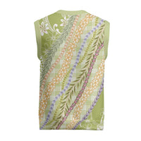 Green Palaka Hawaii Leis Christmas Knitted V-Neck Vest Hawaiian-plaid Elegant Tropical Vibes - Polynesian Pride