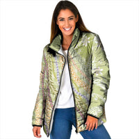 Green Palaka Hawaii Leis Padded Jacket Hawaiian-plaid Elegant Tropical Vibes - Polynesian Pride