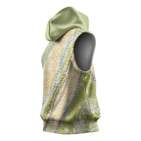Green Palaka Hawaii Leis Sleeveless Hoodie Hawaiian-plaid Elegant Tropical Vibes - Polynesian Pride