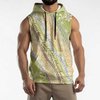 Green Palaka Hawaii Leis Sleeveless Hoodie Hawaiian-plaid Elegant Tropical Vibes - Polynesian Pride