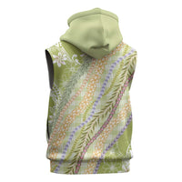 Green Palaka Hawaii Leis Sleeveless Zip Hoodie Hawaiian-plaid Elegant Tropical Vibes LT14 - Polynesian Pride