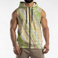 Green Palaka Hawaii Leis Sleeveless Zip Hoodie Hawaiian-plaid Elegant Tropical Vibes LT14 - Polynesian Pride