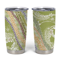 Green Palaka Hawaii Leis Tumbler Cup Hawaiian-plaid Elegant Tropical Vibes - Polynesian Pride