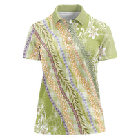 Green Palaka Hawaii Leis Women Polo Shirt Hawaiian-plaid Elegant Tropical Vibes LT14 Female Green - Polynesian Pride