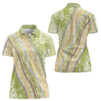 Green Palaka Hawaii Leis Women Polo Shirt Hawaiian-plaid Elegant Tropical Vibes LT14 - Polynesian Pride