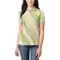 Green Palaka Hawaii Leis Women Polo Shirt Hawaiian-plaid Elegant Tropical Vibes LT14 - Polynesian Pride
