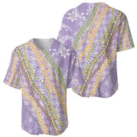 Purple Palaka Hawaii Leis Baseball Jersey Hawaiian-plaid Elegant Tropical Vibes - Polynesian Pride