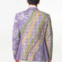 Purple Palaka Hawaii Leis Blazer Hawaiian-plaid Elegant Tropical Vibes - Polynesian Pride