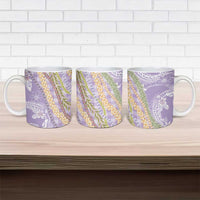 Purple Palaka Hawaii Leis Ceramic Mug Hawaiian-plaid Elegant Tropical Vibes - Polynesian Pride